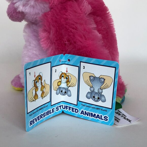 🔥3 For $20🔥New w/Tag Owls Reversible Plush Pink/Green Switch-A-Rooz 8" (20 cm) - Picture 12 of 16